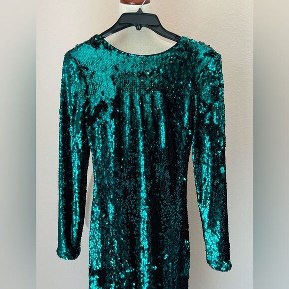 Dress The Population Natalie dress in emerald green sequins holiday cocktails XS - Picture 5 of 15